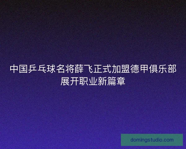 中国乒乓球名将薛飞正式加盟德甲俱乐部展开职业新篇章