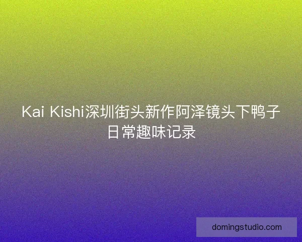 Kai Kishi深圳街头新作阿泽镜头下鸭子日常趣味记录